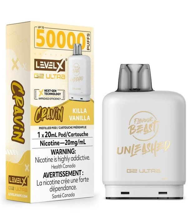 level X Killa Vanilla Flavour Beast Unleashed Cravin Level X G2 Ultra 50k Disposable Vape Pod