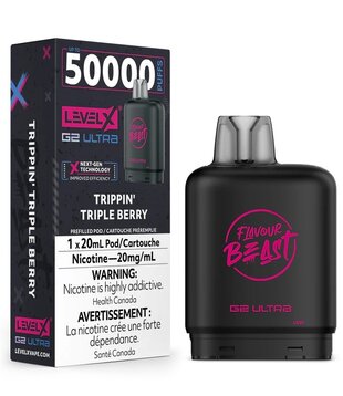 Trippin Triple Berry Flavour Beast Level X G2 Ultra 50k Disposable Vape Pod