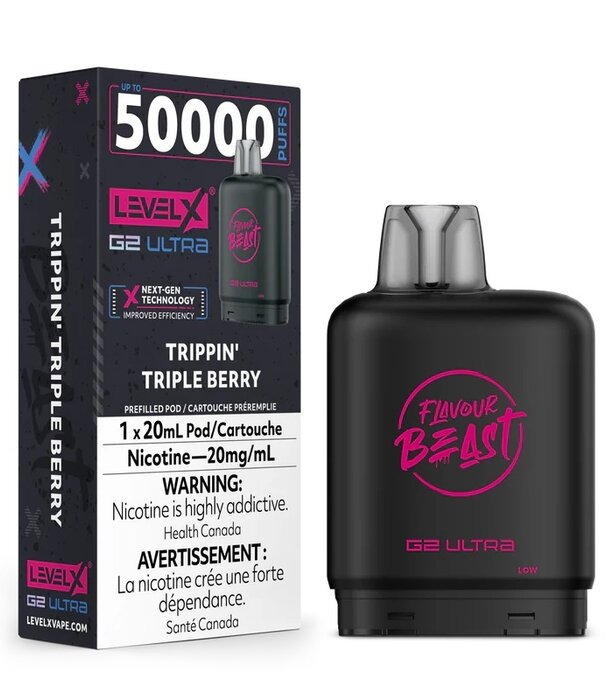 level X Trippin Triple Berry Flavour Beast Level X G2 Ultra 50k Disposable Vape Pod
