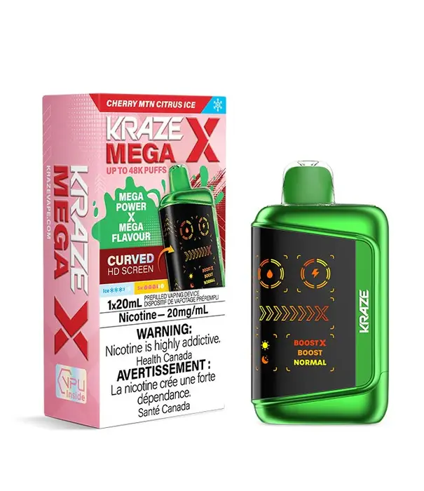 Kraze Cherry MTN Citrus Ice Kraze Mega X 48k Rechargeable Disposable