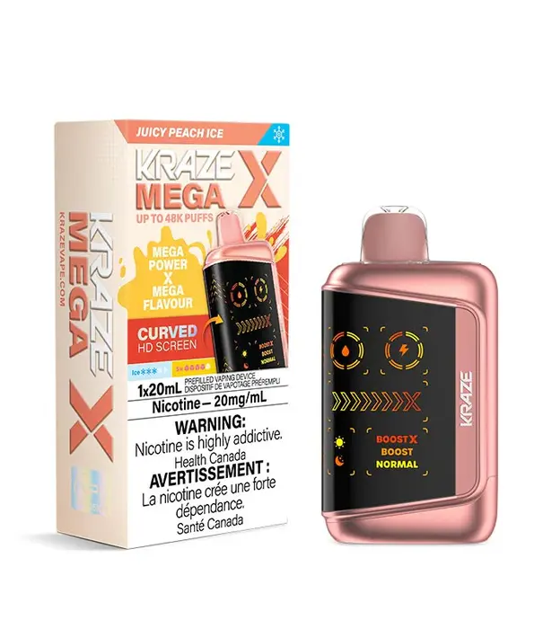 Kraze Juicy Peach Ice Kraze Mega X 48k Rechargeable Disposable