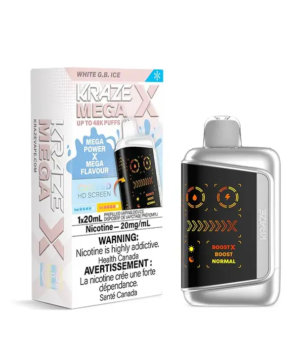 Kraze White GB Ice Kraze Mega X 48k Rechargeable Disposable
