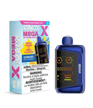 Tangy Blue Razz Ice Kraze Mega X 48k Rechargeable Disposable