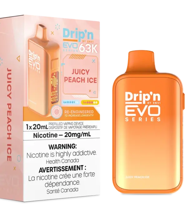 Envi Drip'n Juicy Peach Ice Drip’N EVO by Envi 63k Rechargeable Disposable