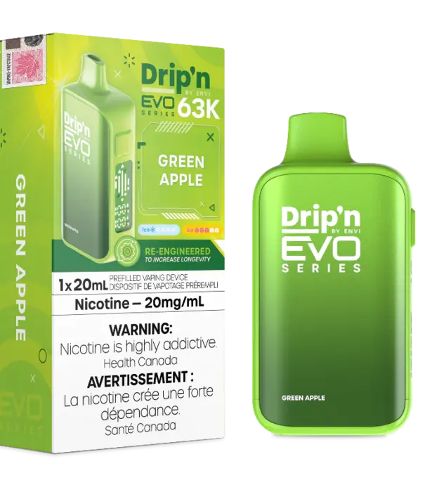 Envi Drip'n Green Apple Drip’N EVO by Envi 63k Rechargeable Disposable