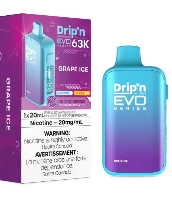 Envi Drip'n Grape Ice Drip’N EVO by Envi 63k Rechargeable Disposable