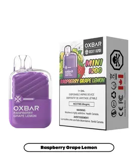 Raspberry Grape Lemon Rocky Vapor OxBar Mini 1200 Disposable