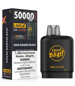 Mad Mango Peach Flavour Beast Level X G2 Ultra 50K Disposable Vape Pod