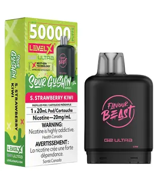 S Strawberry Kiwi Flavour Beast Sour Gushin Level X G2 Ultra 50k Disposable Vape Pod