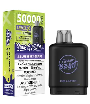 S Blueberry Grape Flavour Beast Sour Gushin Level X G2 Ultra 50k Disposable Vape Pod