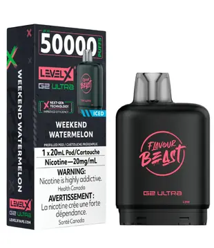 Weekend Watermelon Ice Flavour Beast Level X G2 Ultra 50k Disposable Vape Pod