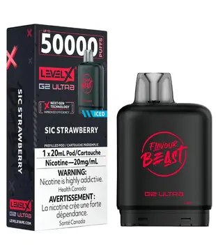 Sic Strawberry Ice Flavour Beast Level X G2 Ultra 50k Disposable Vape Pod