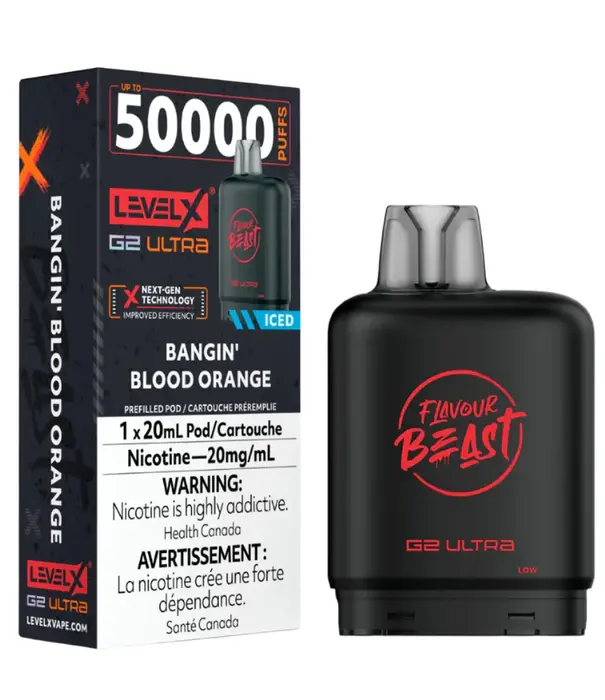 level X Bangin Blood Orange Ice Flavour Beast Level X G2 Ultra 50k Disposable Vape Pod