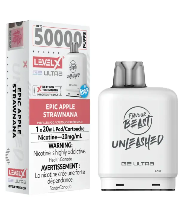 level X Epic Apple Strawnana Ice Flavour Beast Level X G2 Ultra 50k Disposable Vape Pod