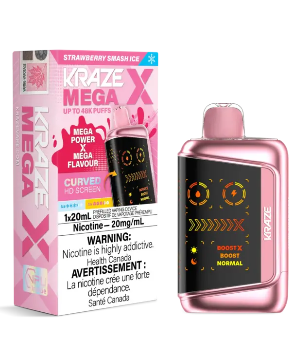 Kraze Strawberry Smash Ice Kraze Mega X 48k Rechargeable Disposable