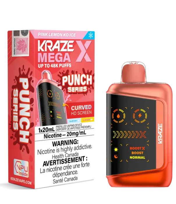 Kraze Pink Lemon KO Ice Kraze Mega X 48k Rechargeable Disposable