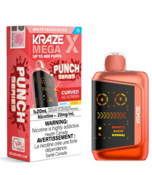 White Peach KO Ice Kraze Mega X 48k Rechargeable Disposable