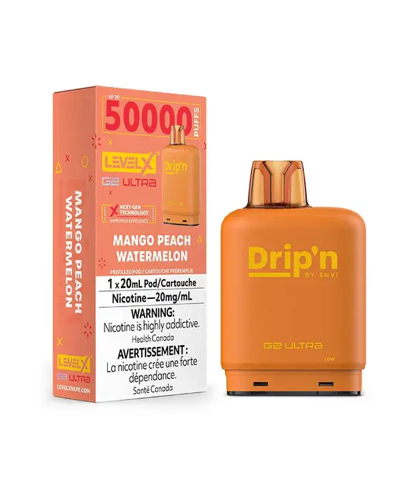 level X Mango Peach Watermelon Drip’N Level X G2 Ultra 50k Disposable Vape Pod