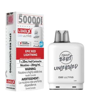 Epic Red Lightning Ice Flavour Beast Unleashed Level X G2 Ultra 50k Disposable Vape Pod