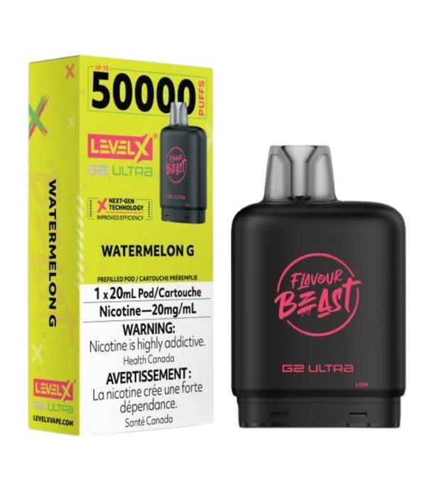 level X Watermelon G Flavour Beast Level X G2 Ultra 50k Disposable Vape Pod