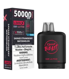 Savage Strawberry Watermelon Ice Flavour Beast Level X G2 Uktra 50k Disposable Vape Pod