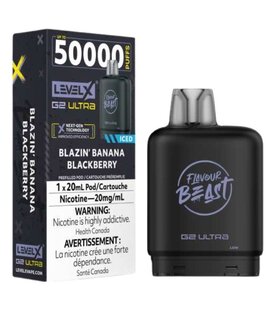 Blazin Banana Blackberry Ice Flavour Beast Level X G2 Ultra 50k Disposable Vaoe Pod