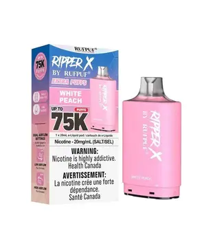 White Peach Ripper X by RUFPUF 75k Disposable Vape Pod