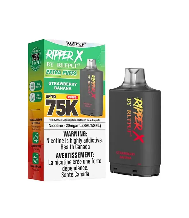Ripper X by RUFPUF Strawberry Banana Ripper X by RUFPUF 75k Disposable Vape Pod