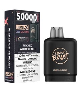 Wicked White Peach Flavour Beast Level X G2 Ultra 50k Disposable Vape Pod