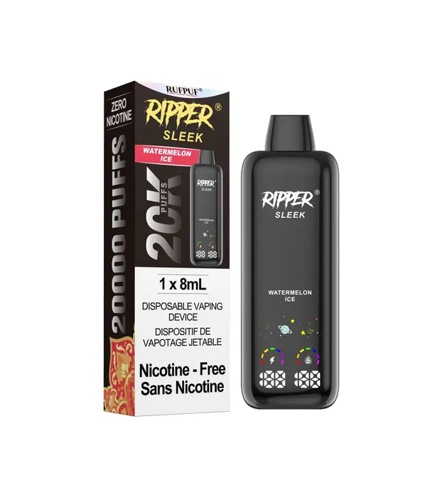 Ripper Watermelon Ice Zero Nicotine Ripper Sleek 20k Rechargeable Disposable