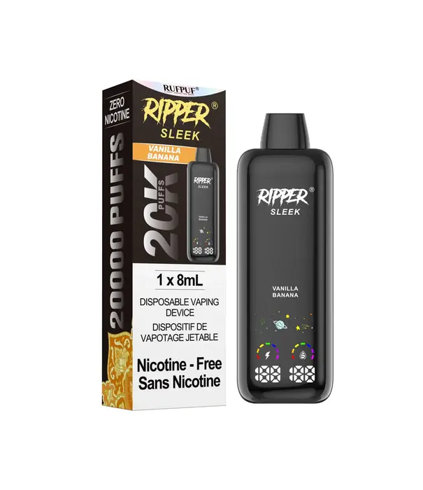 Ripper Vanilla Banana Zero Nicotine Ripper Sleek 20k Rechargeable Disposable