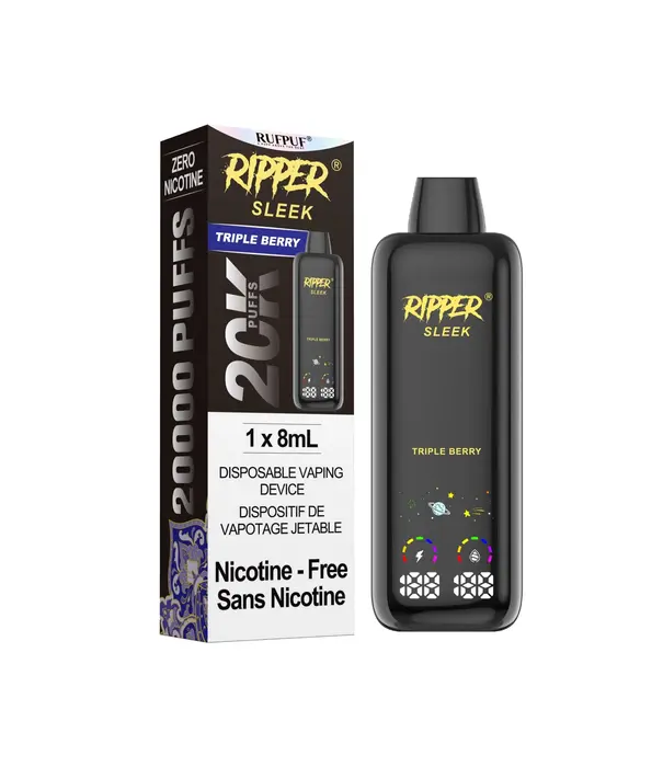 Ripper Triple Berry Zero Nicotine Ripper Sleek 20k Rechargeable Disposable