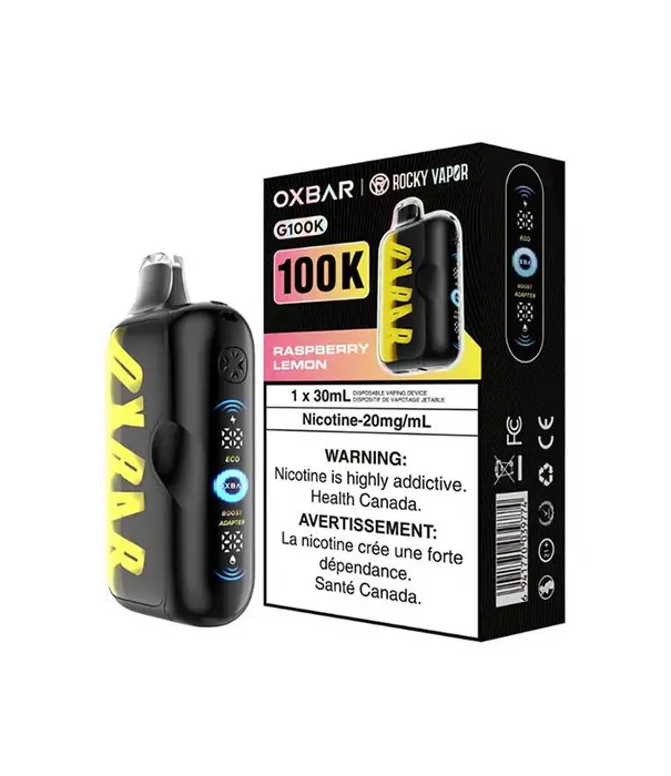 Ox Bar Raspberry Lemon Rocky Vapor OxBar G100k Rechargeable Disposable