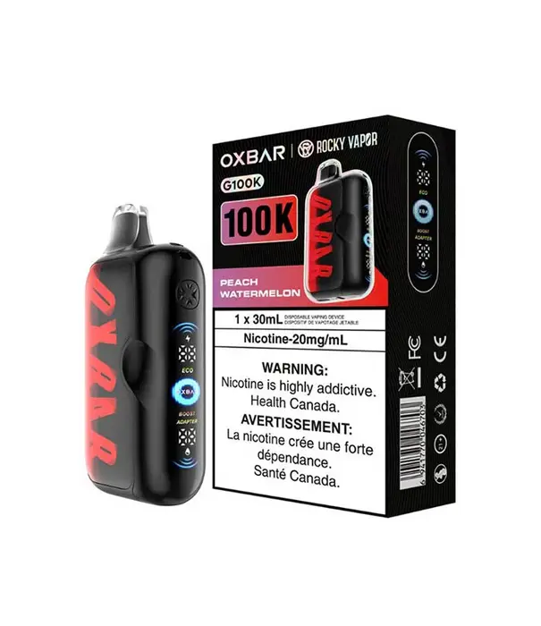 Ox Bar Peach Watermelon Rocky Vapor OxBar G100k Rechargeable Disposable