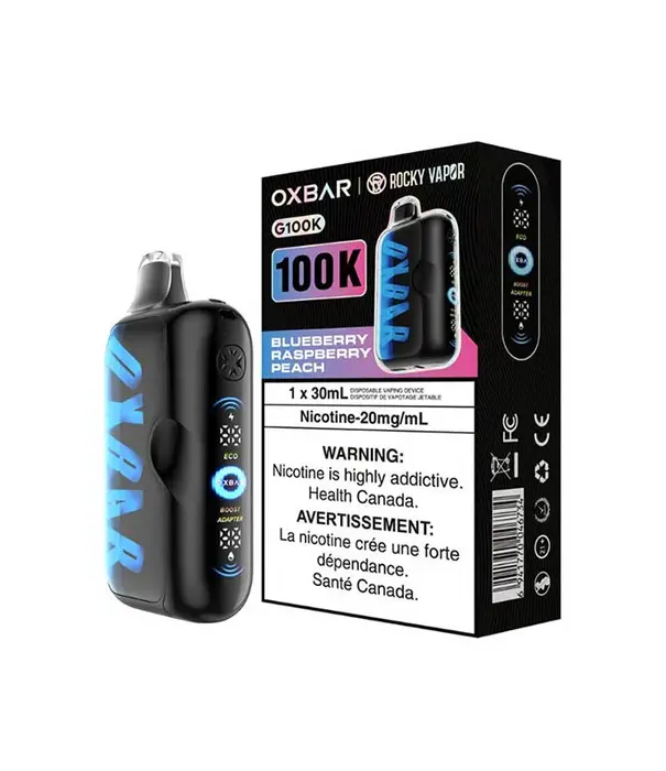 Ox Bar Blueberry Raspberry Peach Rocky Vapor OxBar G100k Rechargeable Disposable