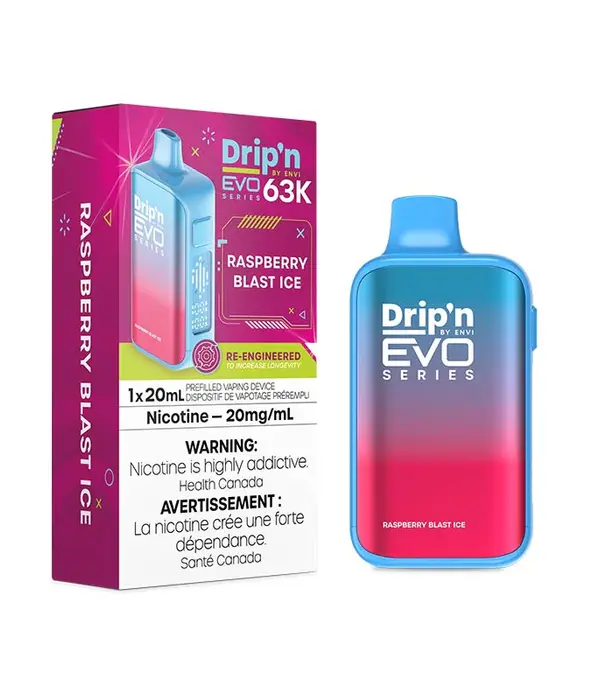 Envi Drip'n Raspberry Blast Ice Drip’N EVO by Envi 63k Rechargeable Disposable