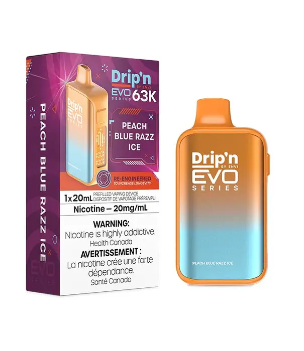 Envi Drip'n Peach Blue Razz Ice Drip’N EVO by Envi 63k Rechargeable Disposable