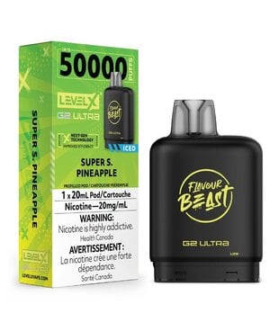 Super Sour Pineapple Ice Flavour Beast Level X G2 Ultra 50k Disposable Vape Pod
