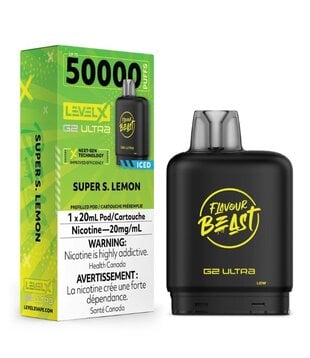 Super Sour Lemon Ice Flavour Beast Level X G2 Ultra 50k Disposable Vape Pod