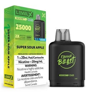 Super Sour Apple Ice Flavour Beast Level X G2 Ultra 50k Disposable Vape Pod