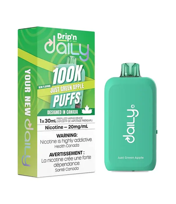 Envi Drip'n Green Apple Drip’N by Envi Daily 100k Rechargeable Disposable