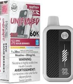 Epic Sour Berries Ice Flavour Beast Unleashed Beast Mode Max 3 60k Rechargeable Disposable