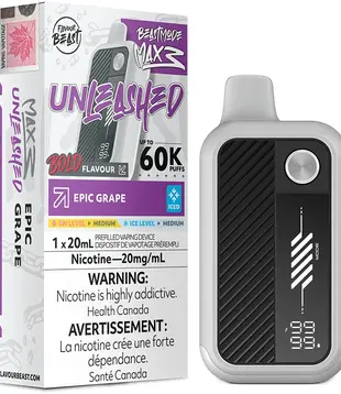 Epic Grape Ice Flavour Beast Unleashed Beast Mode Max 3 60k Rechargeable Disposable
