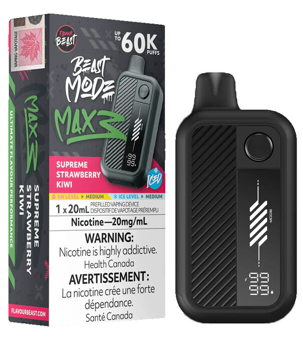 Flavour Beast Supreme Strawberry Kiwi Ice Flavour Beast Beast Mode Max 3 60k Rechargeable Disposable