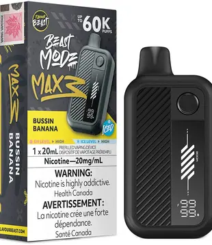Bussin Banana Ice Flavour Beast Beast Mode Max 3 60k Rechargeable Disposable