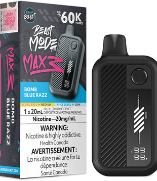 Bomb Blue Razz Flavour Beast Beast Mode Max 3 60k Rechargeable Disposable
