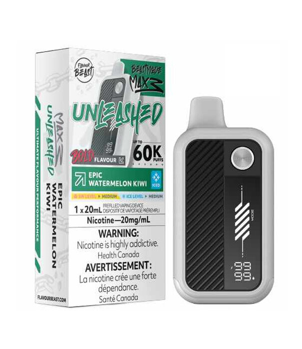 Flavour Beast Epic Watermelon Kiwi Ice Flavour Beast Beast Mode Max 3 60k Rechargeable Disposable