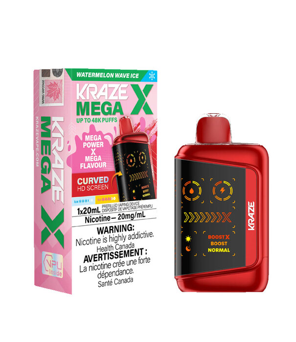 Kraze Watermelon Wave Ice Kraze Mega X 48k Rechargeable Disposable