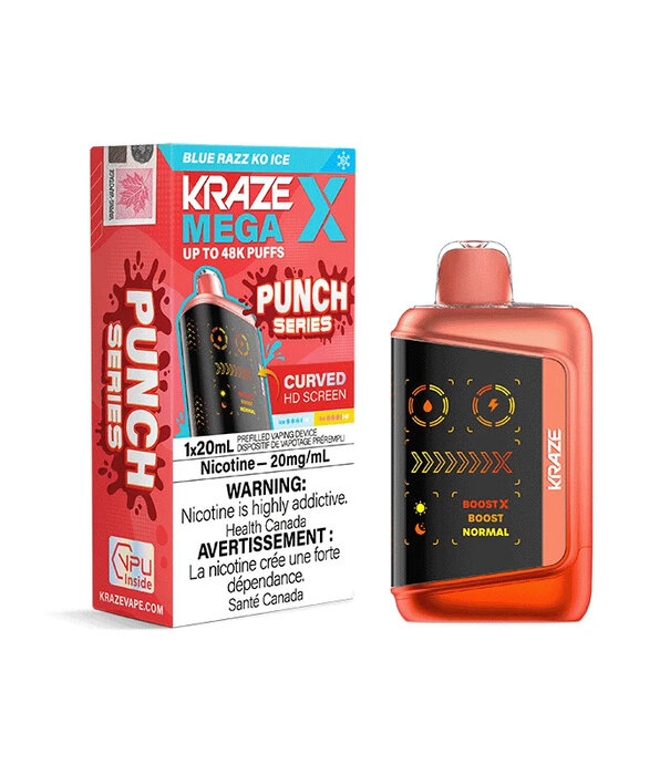 Kraze Blue Razz KO Ice Kraze Mega X 48k Rechargeable Disposable