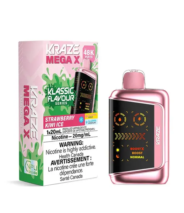 Kraze Strawberry Kiwi Ice Kraze Mega X 48k Rechargeable Disposable